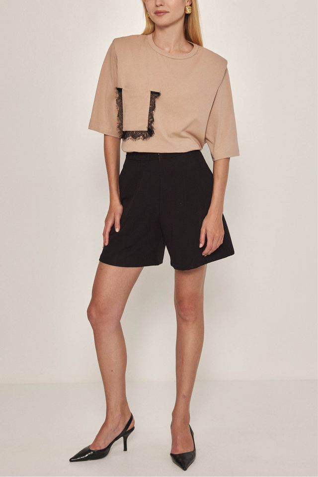 מכנסיים מחוייטים בייגל ברמודה רוכסן שחורים