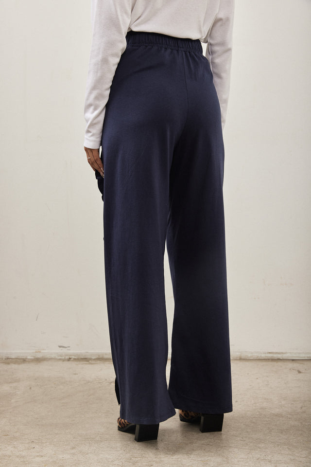 מכנסי פפלום גומי כחול נייבי