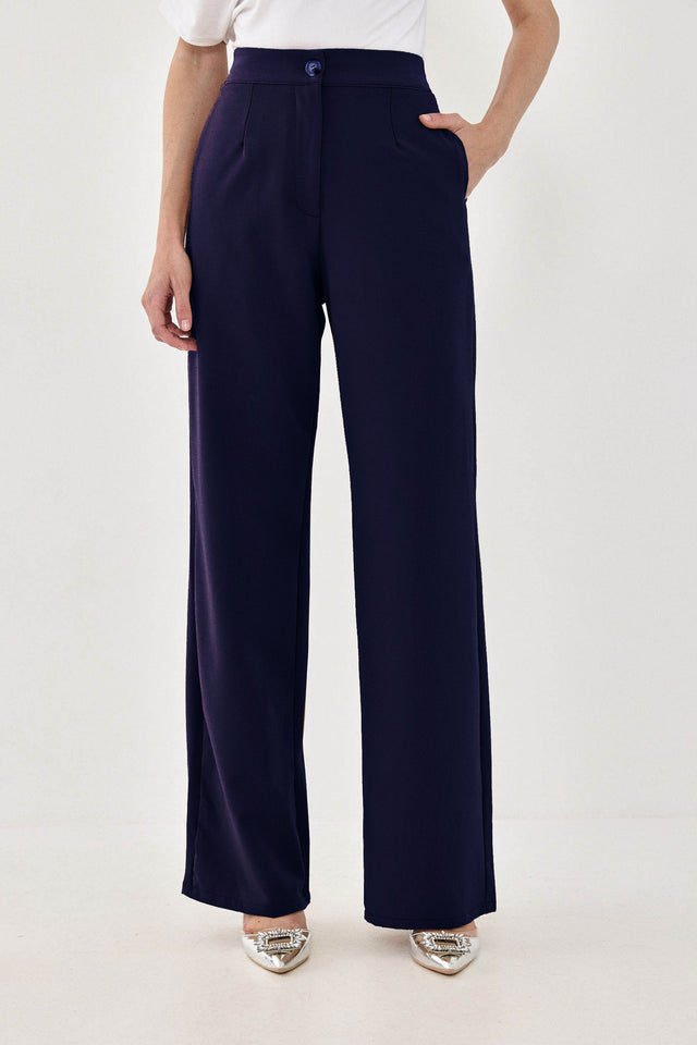 מכנסיים מחויטים קפה ישרים נייבי