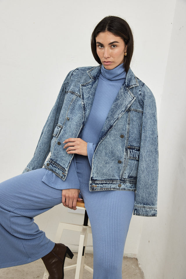 מכנסי סריג פריז תכלת