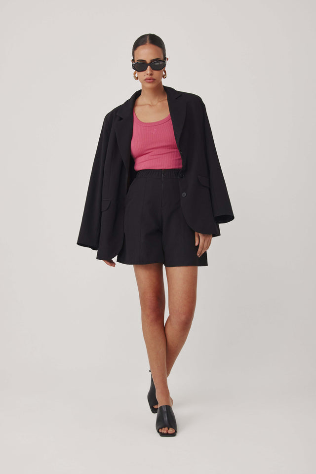 מכנסיים מחוייטים בייגל ברמודה רוכסן שחורים