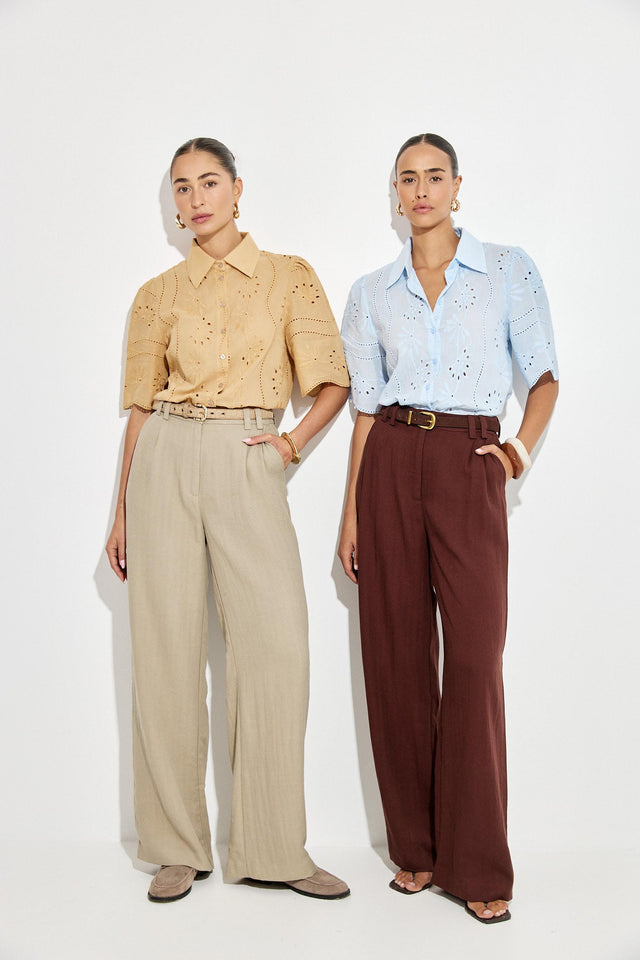 מכנסיים מחוייטים פטיסייר פשתן חאקי