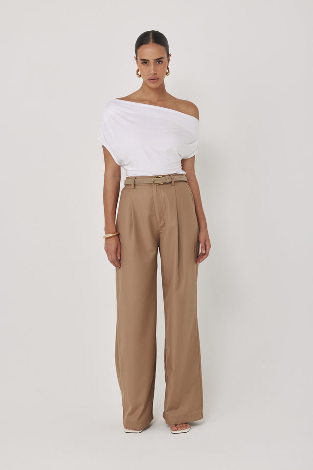 מכנסי פרצל מחוייטים מתרחבים קאמל