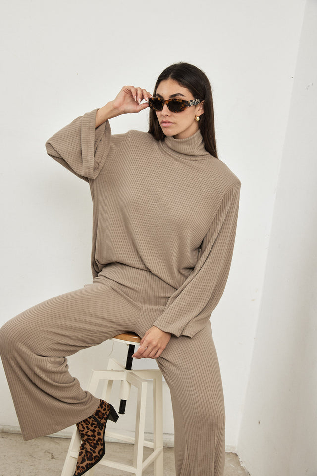 מכנסי סריג פריז אבן