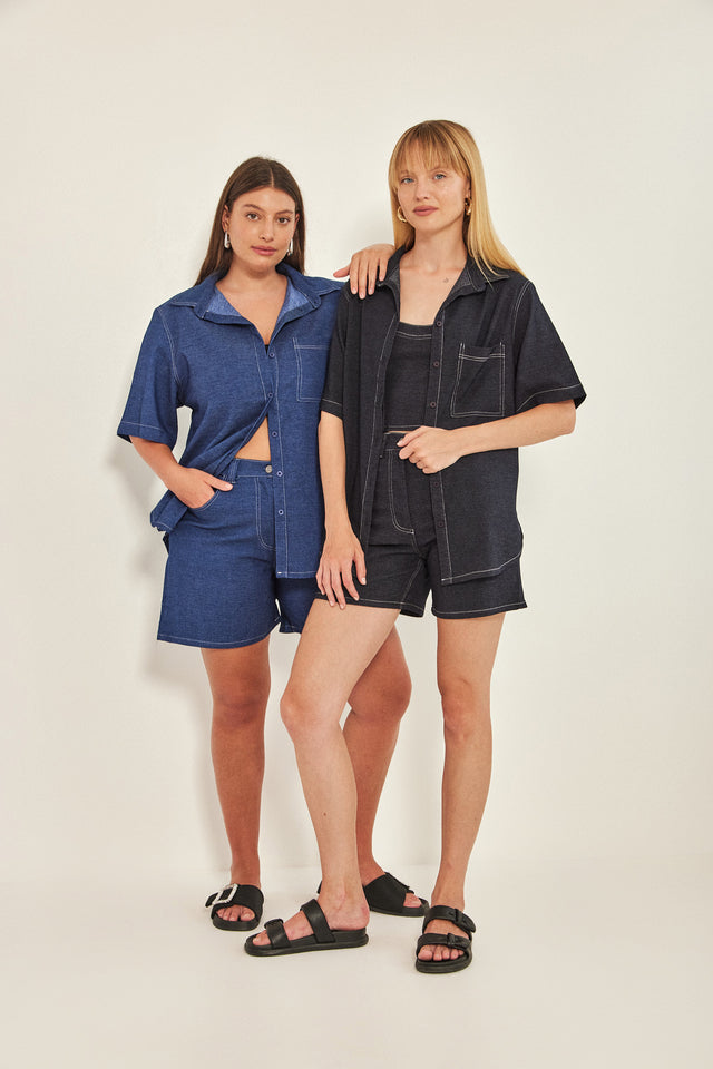 מכנסי ברמודה ספיישל ג'ינס כחול כהה