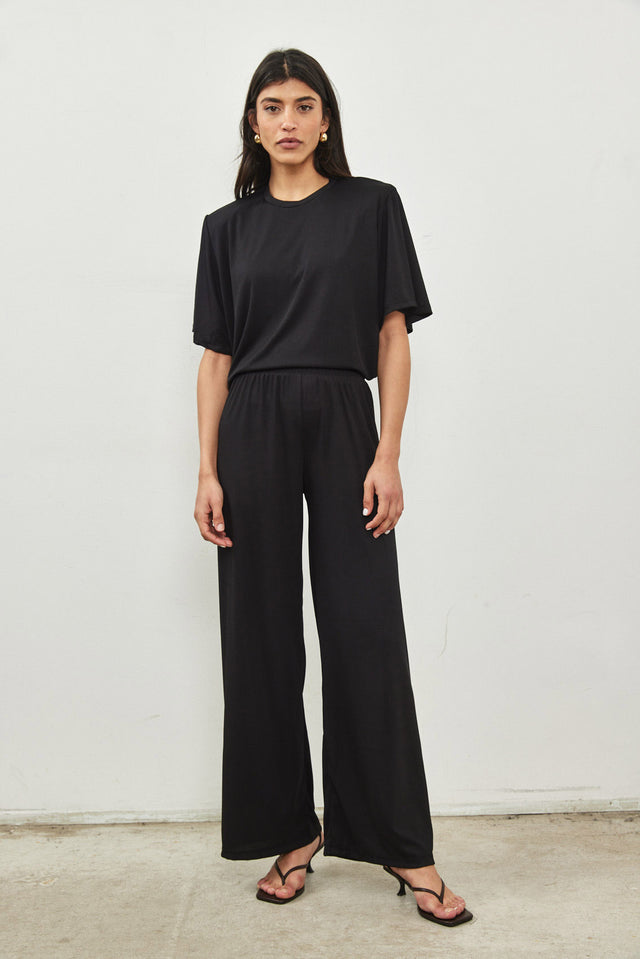 חולצת ריב ספיריט שרוולי פעמון כריות נשלפות שחורה