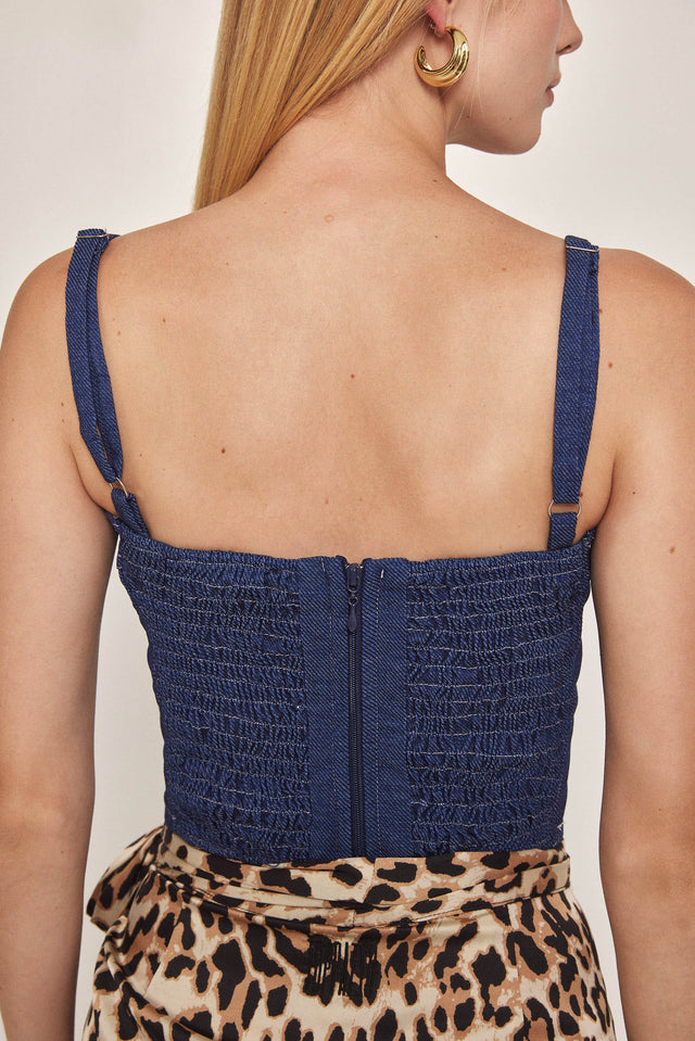 חולצת מחוך ספיישל ג'ינס כתפיות נשלפות כחולה