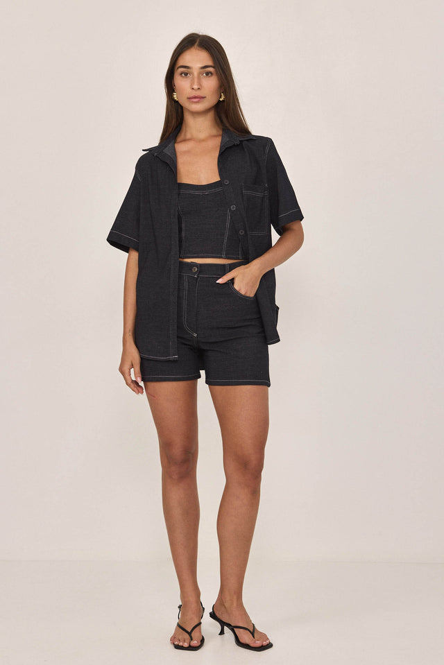 מכנסי ברמודה ספיישל ג'ינס כחול כהה