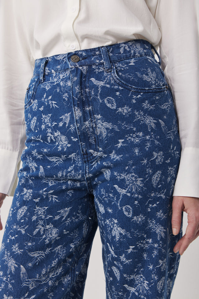 מכנסי ג'ינס גזרת MOM פורצלן