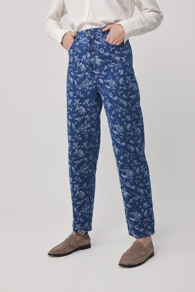 מכנסי ג'ינס גזרת MOM פורצלן