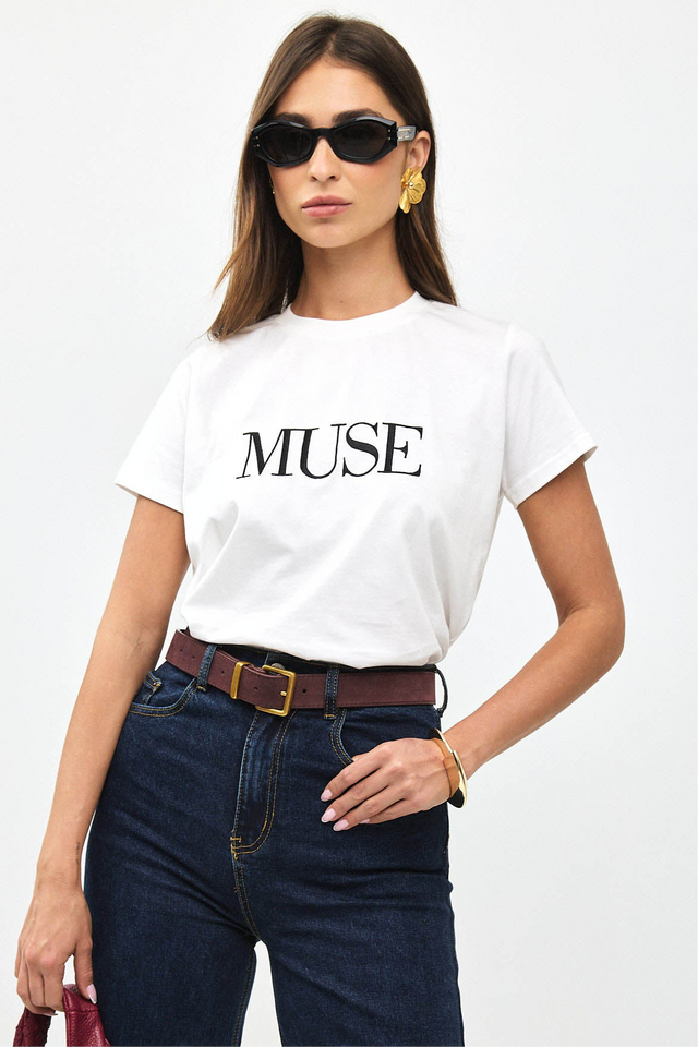 חולצת קוקיז רקמת MUSE לבנה