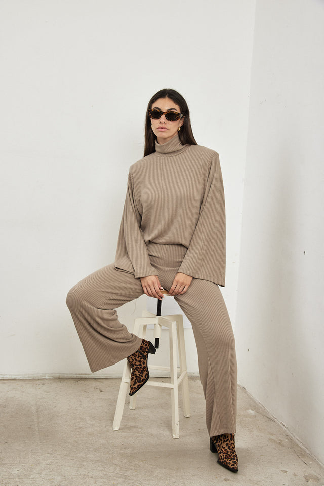 מכנסי סריג פריז אבן