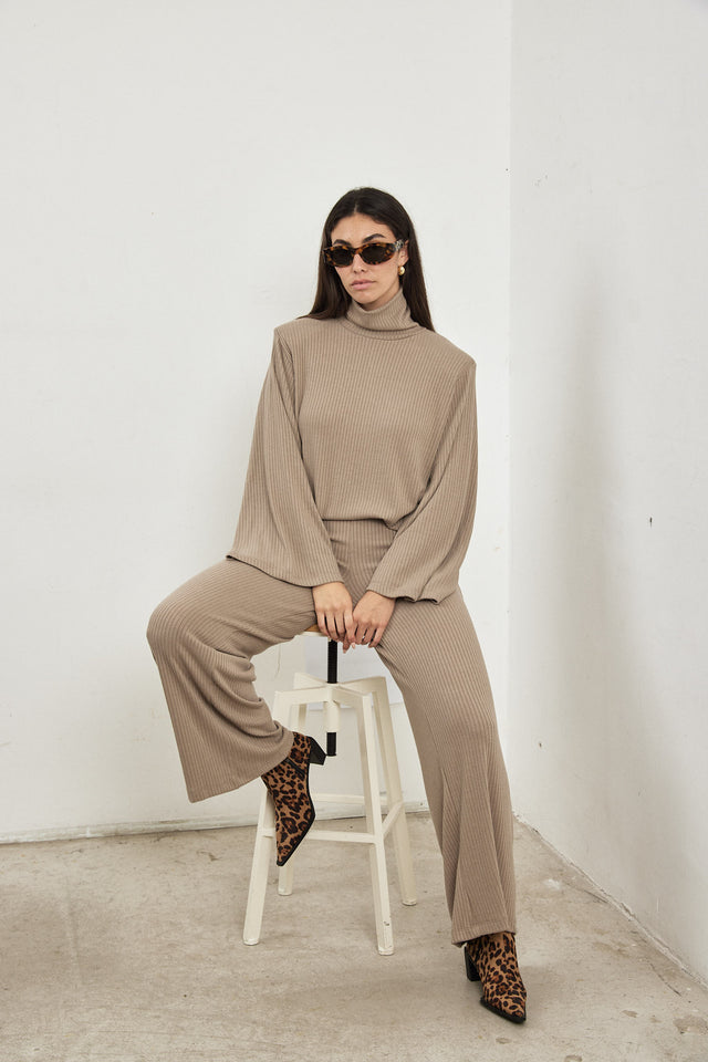 מכנסי סריג פריז אבן