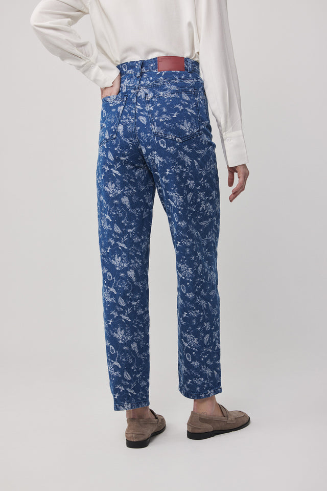 מכנסי ג'ינס גזרת MOM פורצלן