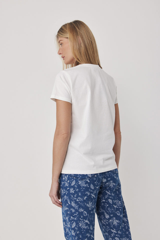 חולצת T פורצלן שרוול קצר לבנה