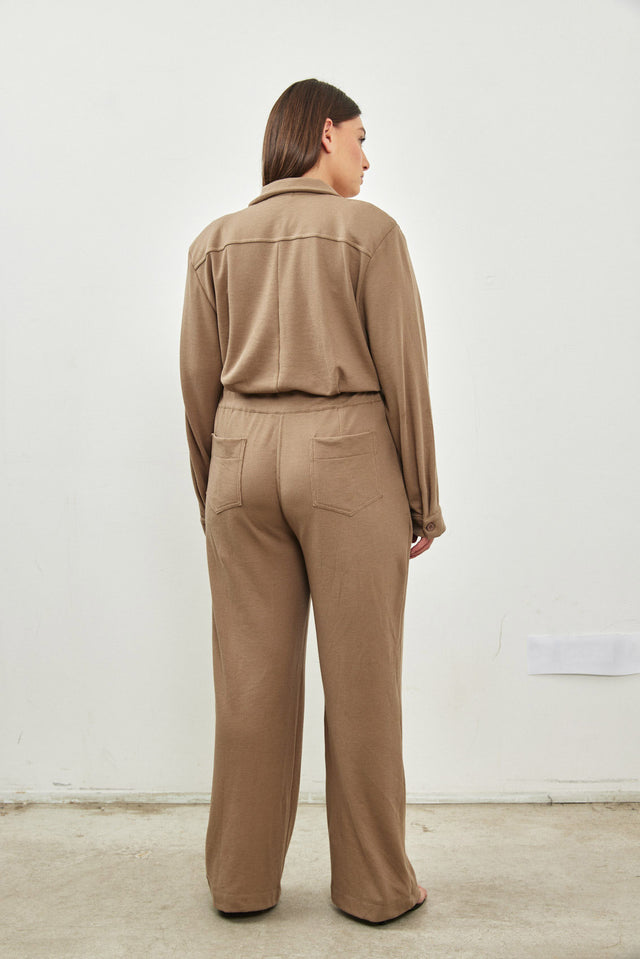 אוברול טראפל מחוייט וופל ארוך קאמל