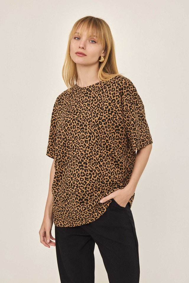 חולצה T וופל קצרה מנומרת