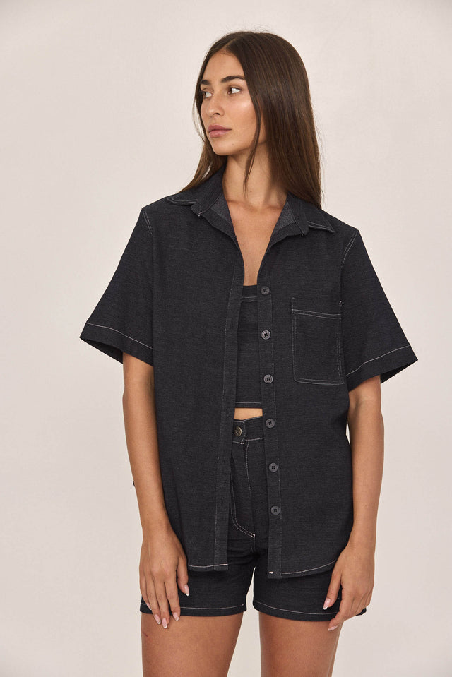 חולצת מחוך ספיישל ג'ינס כתפיות נשלפות כחול כהה