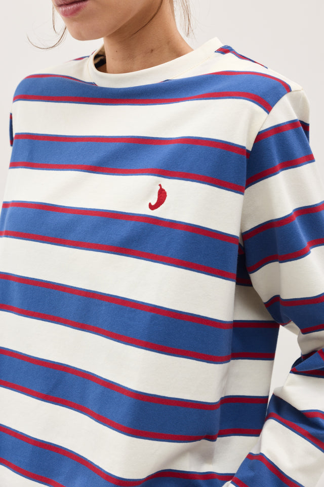 חולצת ספייסי כריות נשלפות פסים כחול אדום