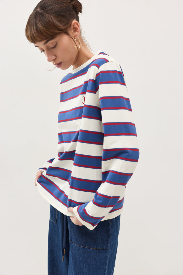 חולצת ספייסי כריות נשלפות פסים כחול אדום