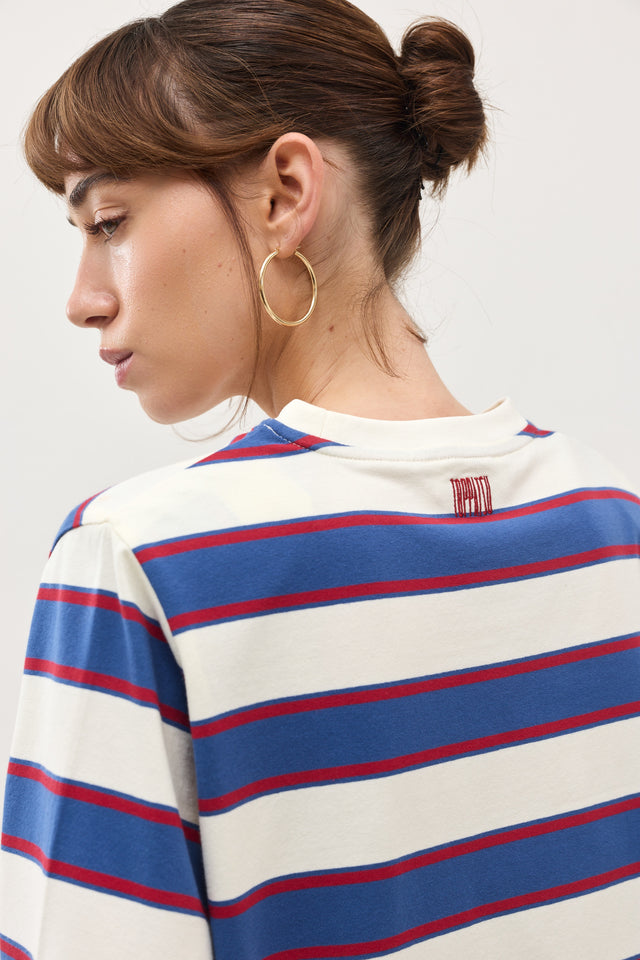 חולצת ספייסי כריות נשלפות פסים כחול אדום