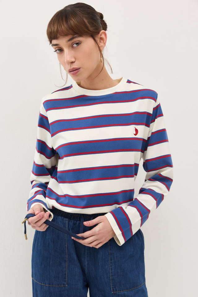 חולצת ספייסי כריות נשלפות פסים כחול אדום