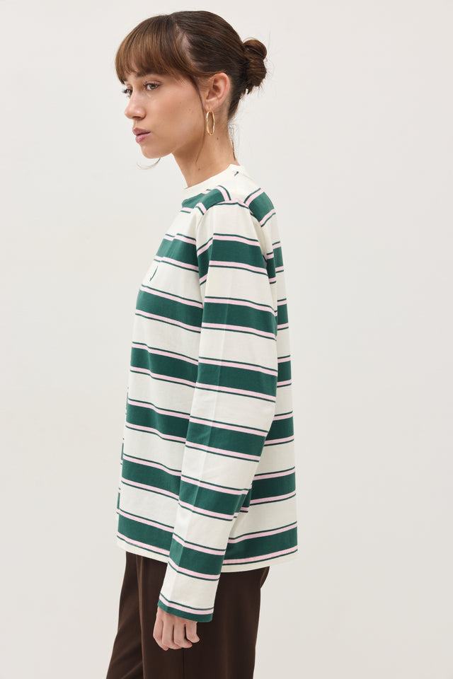 חולצת ספייסי כריות נשלפות פסים ירוק בקבוק