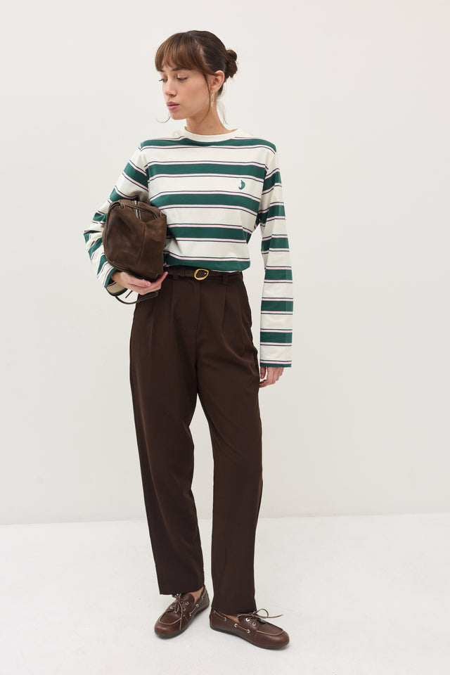 חולצת ספייסי כריות נשלפות פסים ירוק בקבוק