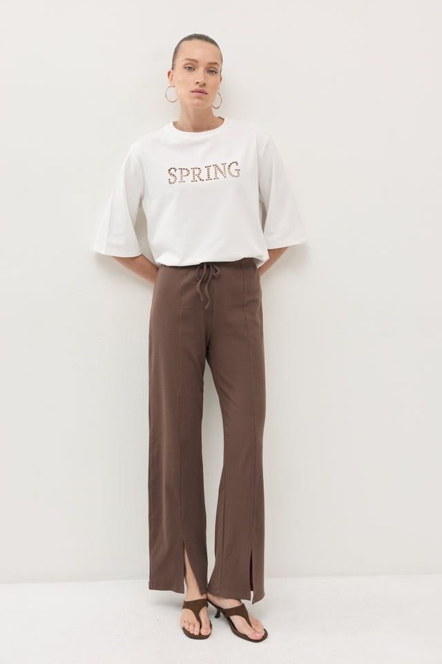 חולצת SPRING תחרה כריות כתפיים נשלפות לבנה