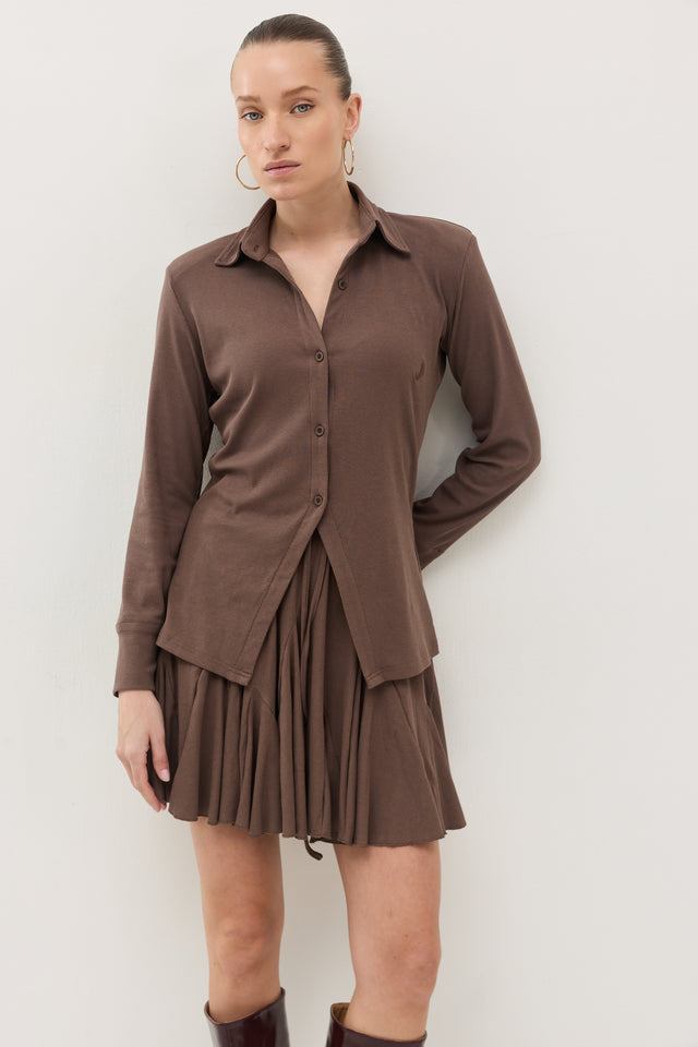 חצאית קקאו ריב A חום טראפל