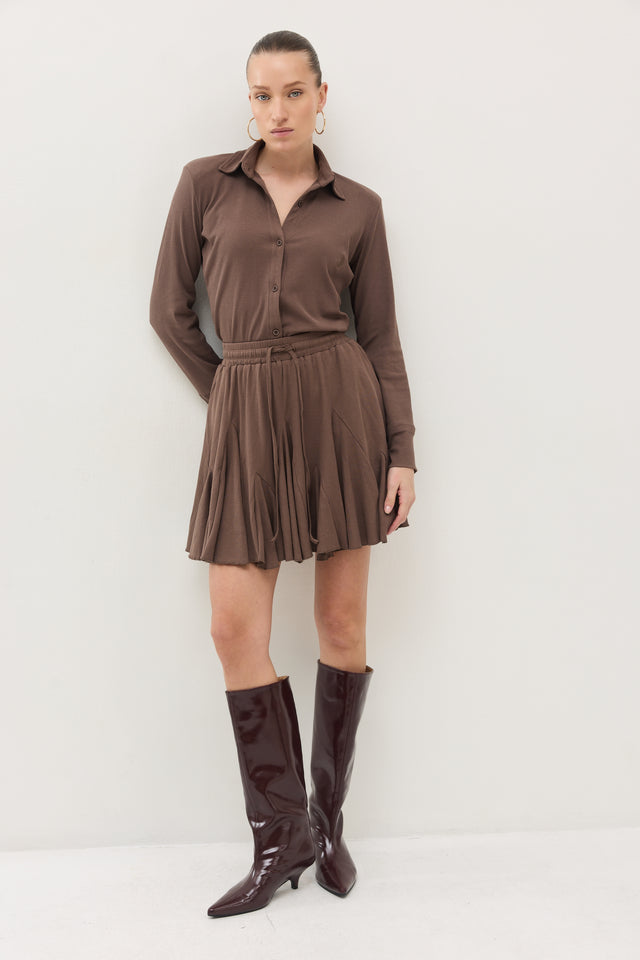 חצאית קקאו ריב A חום טראפל