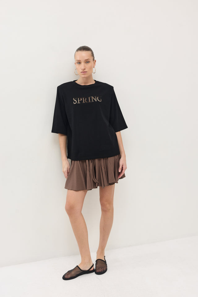 חצאית קקאו ריב A חום טראפל