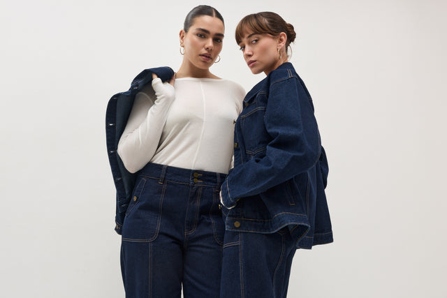 ז'קט ג׳ינס קאנולי תיפורים כחול כהה