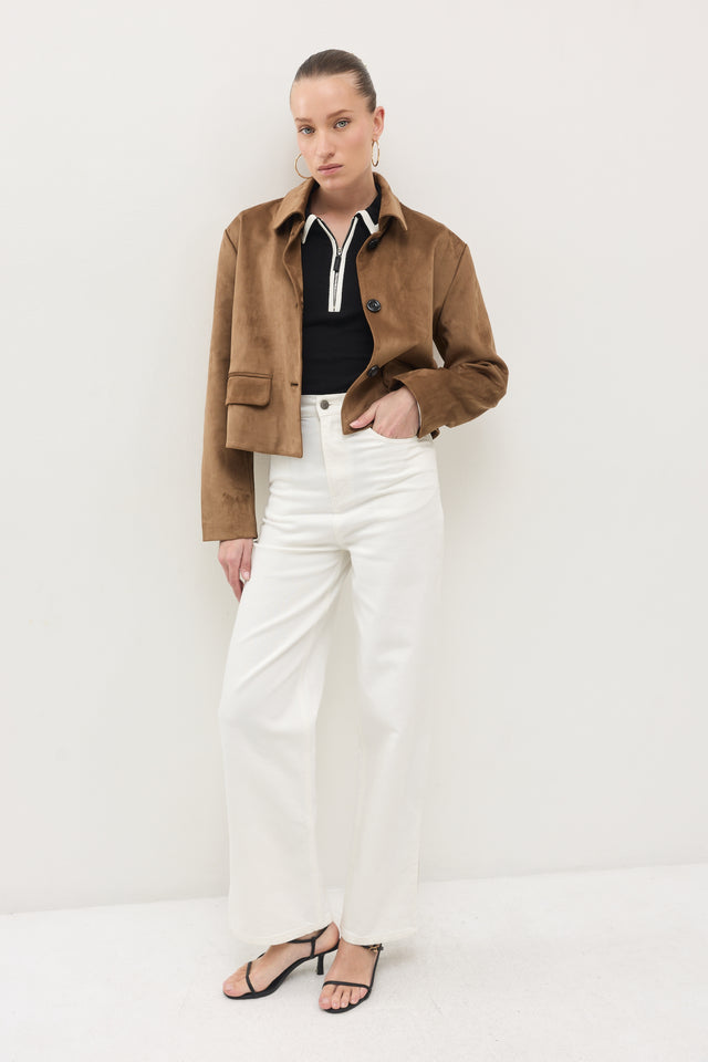 מכנסי ג'ינס גולדי ארוך דיטייל מפתח צדדי לבן