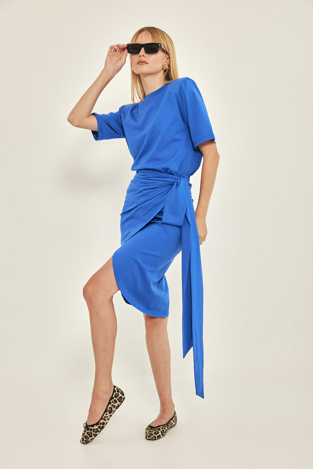 חצאית מעטפת ברד אנד באטר כחולה