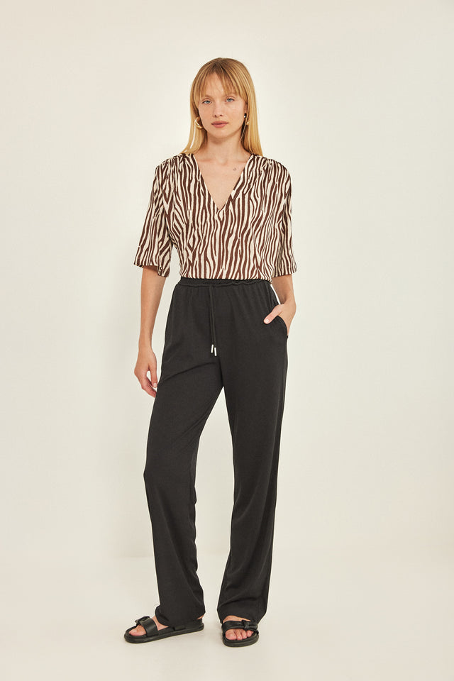 חולצת וי כיווצים ריב ספיריט זברה