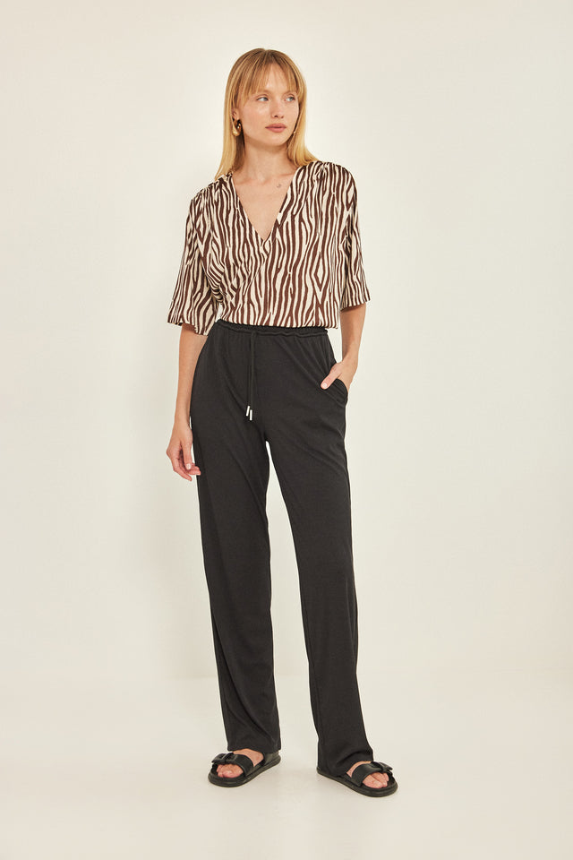 חולצת וי כיווצים ריב ספיריט זברה