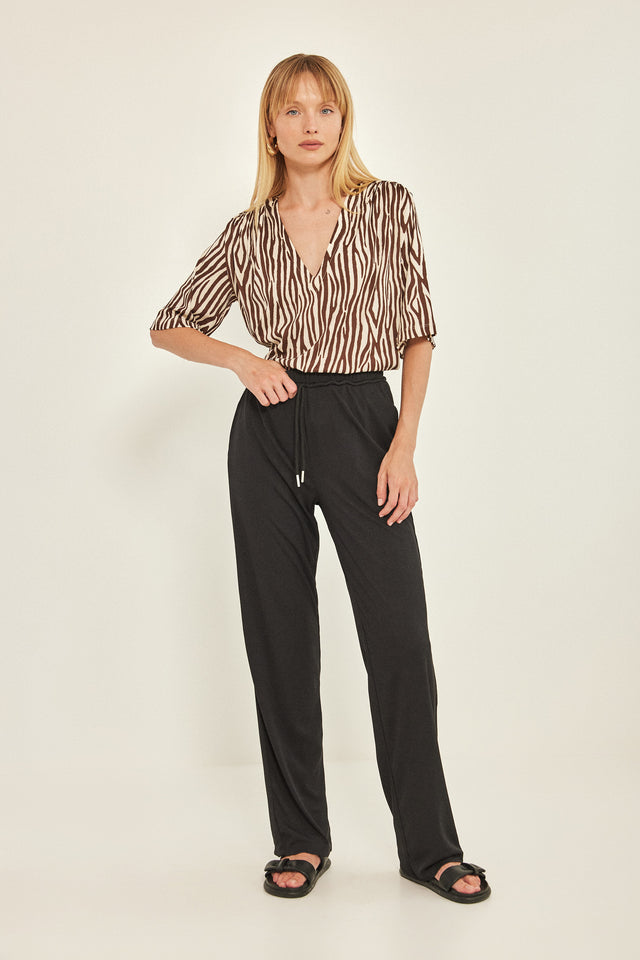 חולצת וי כיווצים ריב ספיריט זברה