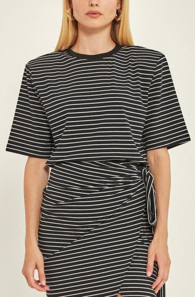 חולצת ברד אנד באטר כריות נשלפות פסים שחור לבן