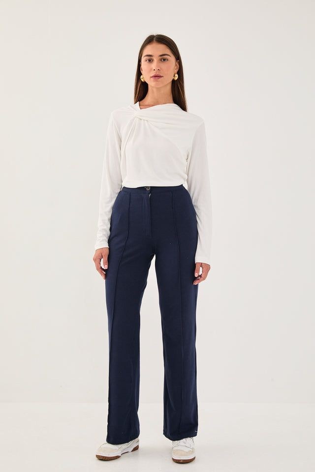 חולצת טוויסט שאנון קשירה ארוכה לבנה