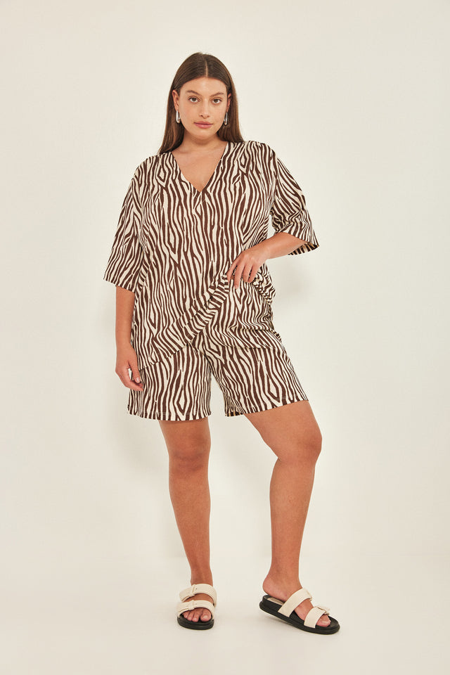 מכנסי ריב ספיריט ברמודה זברה