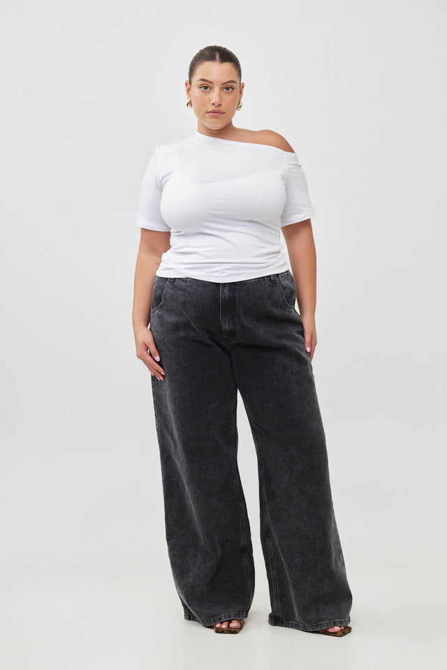 חולצת פרש אוף שולדר כרית לבנה