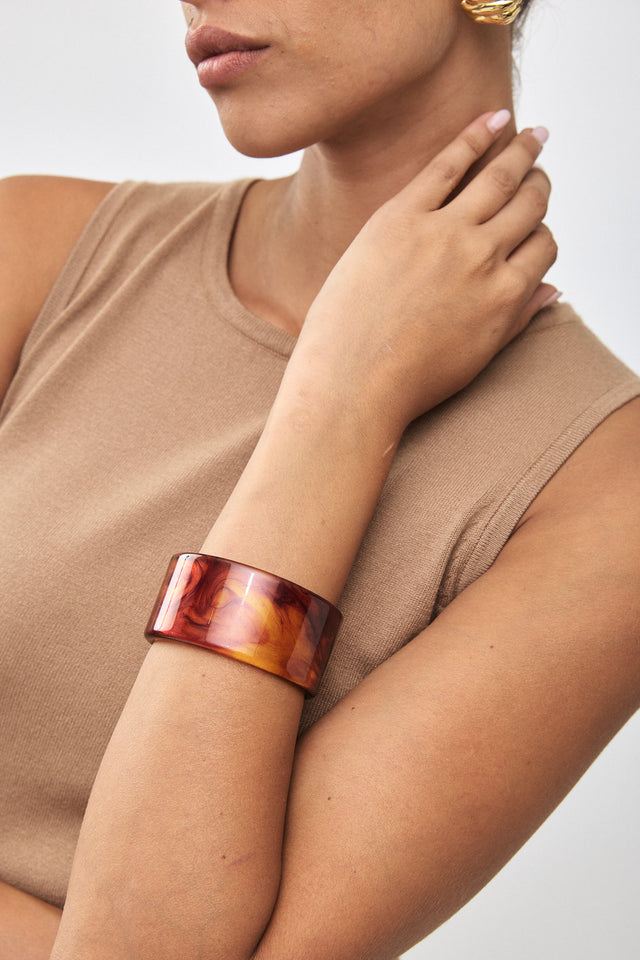 צמיד קשיח פתוח חום