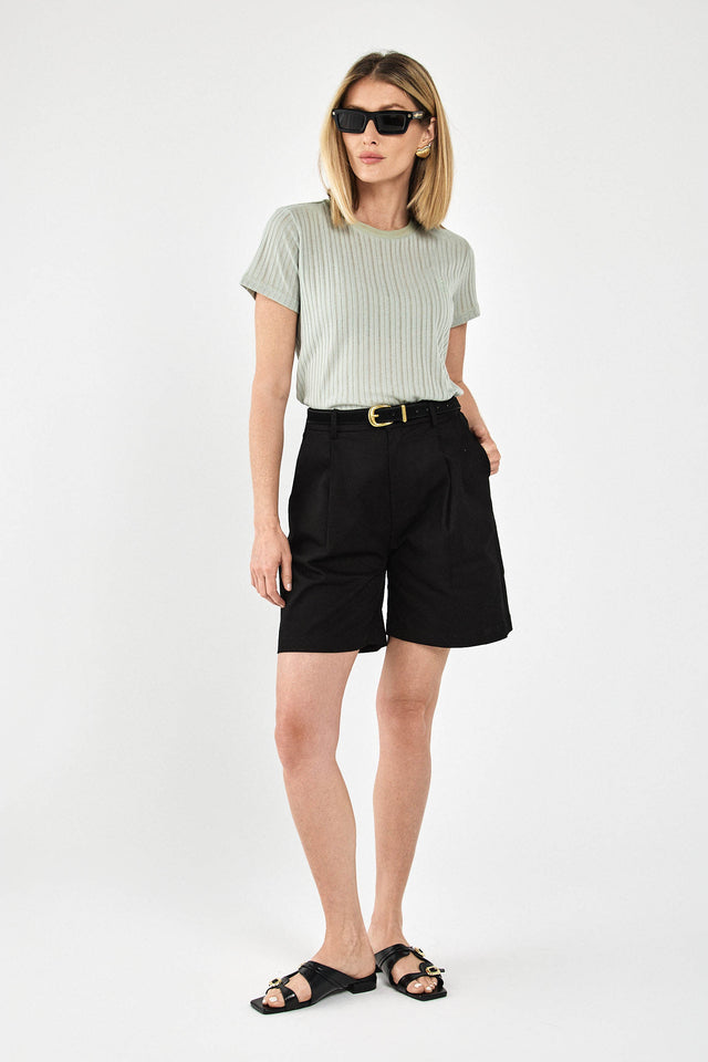 מכנסי ברמודה פרצל מחוייטים דריל שחורים