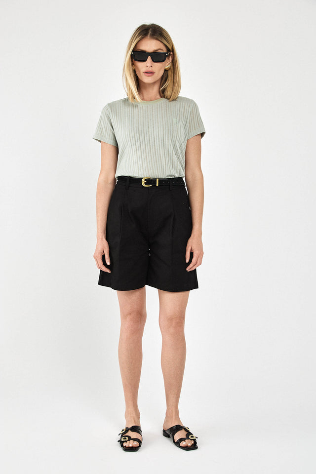 מכנסי ברמודה פרצל מחוייטים דריל שחורים