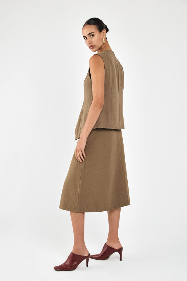 וסט בייקרי מפתח אסימטרי דו צדדי מנומר חום