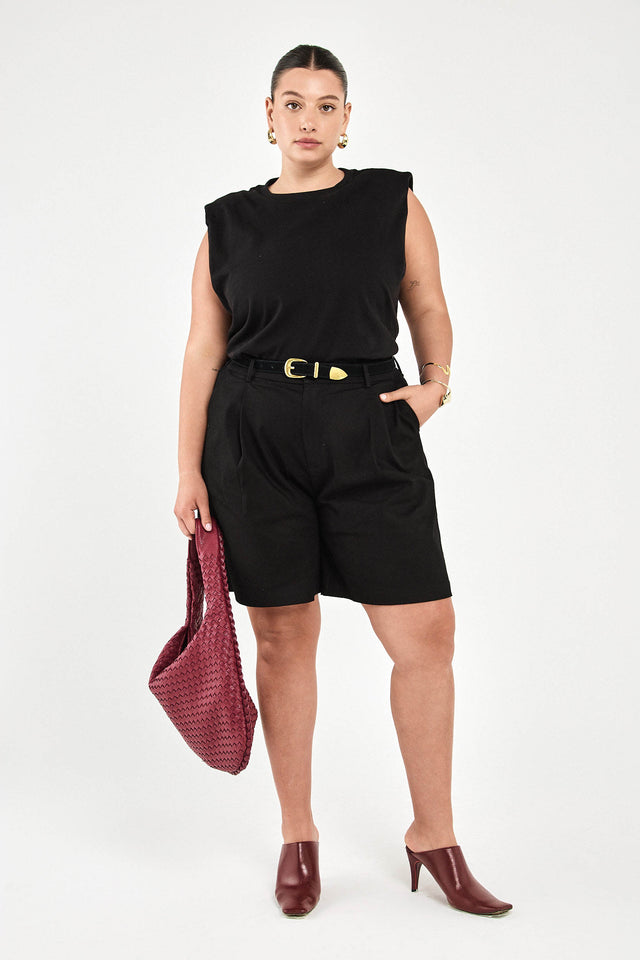 מכנסי ברמודה פרצל מחוייטים דריל שחורים