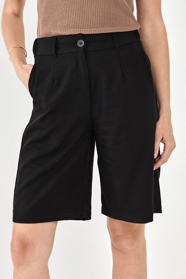 מכנסי קפה ברמודה מחויטים ישרים שחור