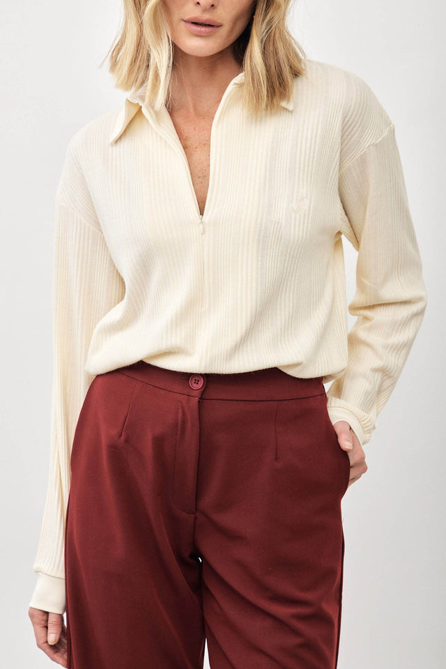 חולצת זיפר ספייסי וונט סריג ספייסי שמנת חמאה