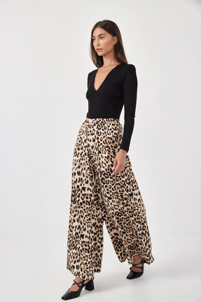 מכנסיים ארוכים ספיריט מחוייטים סאטן גומי מנומרים